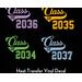 Personalized School Color Graduation Year Heat Transfer Vinyl Decal, Custom Graduation Gift for Class of, End of School Year T-shirt Decal