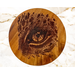A handcrafted English Walnut Cheese Board featuring an engraved Jaguar Eye design.