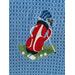 Red and White golf bag with golfing items in the grass on blue towel