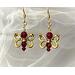 Ruby red butterfly earrings with gold tone wings