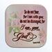 Refrigerator magnet featuring text of Isaiah 41:10 against a pale pink floral background.