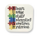 Picture of colorful kitchen magnet promoting autism awareness. Always Unique Totally Interesting Sometimes Mysterious