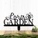Personalized metal garden sign with first name and bumble bee image, in matte black powder coat.