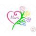 Mother's Day Heart Flowers Embroidery Design