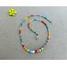 ​Bright, colorful, happy beaded necklace, perfect for spring and summer. 17in, silver tone lobster clasp.