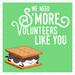Chocolate Theme Volunteer Recognition, We Need S'more Volunteers Like You, Thank You Tags for Marshmallow Gift, Campfire Gift for Volunteer Appreciation Week Printable Card