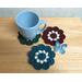 Crochet Flower Coasters, Dark Country Colors