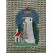 Closeup of Umpqua Lighthouse on green mist colored towel