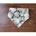 Scrunchie Reversible Dog Bandana - Baseballs and Paw Prints - baseball side with ends folded in