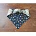 Scrunchie Reversible Dog Bandana - Baseballs and Paw Prints showing scrunchie band