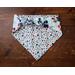 Scrunchie Reversible Dog Bandana - Patriotic Paw Prints and Small Bone and Paw Prints back showing scrunchie band