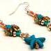 Handmade Turquoise Gold Silver Starfish Earrings