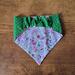 Scrunchie Reversible Dog Bandana - Pink Flowers and Dots - back side to show scrunchie band