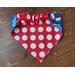 Reversible Scrunchie Dog Bandana - Anchors and Polka Dots - back with scrunchie band showing
