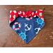 Reversible Scrunchie Dog Bandana - Anchors and Polka Dots - Anchor side back to show scrunchie band