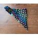 Dog Bandana - Reversible Scrunchie - Happy Birthday and Paw Prints - Paw Print side folded