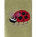 Lady Bug on an Olive colored towel.