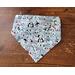 Reversible Scrunchie Dog Bandana - Dogs and Bones and Paw Dog print side with ends folded under