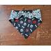 Reversible Scrunchie Dog Bandana - Dogs and Bones and Paw Prints - back side showing scrunchie band