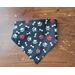 Reversible Scrunchie Dog Bandana - Dogs and Bones and Paw Prints - Bone and Paw Print side with ends folded under
