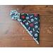 Reversible Scrunchie Dog Bandana - Dogs and Bones and Paw Prints - Bones and Paw Print side folded