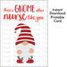 Printable Nurse Appreciation Week Gnome Gift, There's Gnome Other Nurse Like You, Gnome Art Instant Download Thank You Card for Nurse, Whimsical Card for School Nurse
