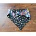 Reversible Scrunchie Dog Bandana - Military "Dog Tags" and Paw Prints - Back showing scrunchie band