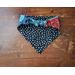 Scrunchie Reversible Dog Bandana - Patchwork and Paw Prints back showing scrunchie band