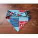 Scrunchie Reversible Dog Bandana - Patchwork and Paw Prints back side showing scrunchie band