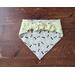 Reversible Scrunchie Dog Bandana - Flying Bees and Bones - Back sided showing scrunchie band