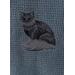 Grey Cat on a blue-grey microfiber towel