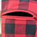 Personalized Buffalo plaid dog poop bag holder,  red and black plaid with bone motif with a  personalized Embroidered letter