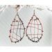 woven copper wire large dangle earrings with 6mm turquoise and copper composite gemstone cabochon