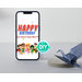 Red And Blue Comic Hoppy Birthday Text With Superhero Kids On Mobile Phone With Personalized Message