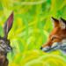 "Hare and Fox" Original Chris Wakefield Mixed Media Painting on Canvas