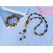 Boho Unakite Beaded Necklace with front toggle clasp. Includes a Matching Unakite Wrap-around Bracelet with a tiny mushroom charm.