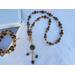 Boho Unakite Beaded Necklace with front toggle clasp. Includes a Matching Unakite Wrap-around Bracelet with a tiny mushroom charm.