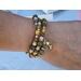 Unakite wrap-around bracelet with tiny mushroom charm