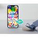 White Happy Birthday Text On A Colorful Balloon Background On A Mobile Phone With A Personalized Message