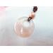 Rose quartz gogo pendant on a brown leather cord.