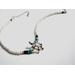 Adjustable silver sea turtle charm anklet with white, turquoise and forest green beads sized 9 in to 10.75 in