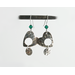 Silver Heart Green Crystal Articulated Dangle Earrings