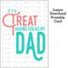 Father's Day Instant Download Printable Card - It's a Treat Having You as My Dad