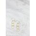 Solid 18k gold triple hoop hook earrings.