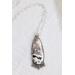 Sterling silver and ocean jasper pendant necklace with drusy pocket.