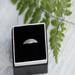  Petite sterling silver leaf ring in a black box, vintage design, eco-friendly.

