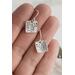 Sterling silver 10x10mm  square tag earrings with fern design and sterling silver hook wire.