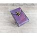 Handmade Premium Leather Tarot Card Case in a purple hue called Violet Cosmos with black hand stitching.