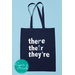 Bookish Graphic Tee and Bag Set - Grammar T-Shirt There, Their, They're with Humorous Usage Examples, Funny Reading Lovers Canvas Tote Bag