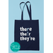 Bookish Graphic Bag and Tee Set - Grammar Canvas Tote Bag There, Their, They're with Humorous Usage Examples, Funny Reading Lovers Shirt
